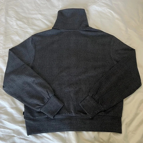 Mondetta Black Gray Speckle Quarter Zip Crop w/ Pocket Sweater | Size Medium - Picture 6 of 7